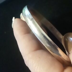Taxco Mexico fine sterling silver  wide bangle bracelet. Vintage